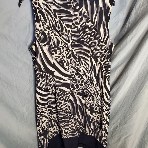 AB Studio Black White Animal Print Mini Dress Size 16 - Picture 7 of 14